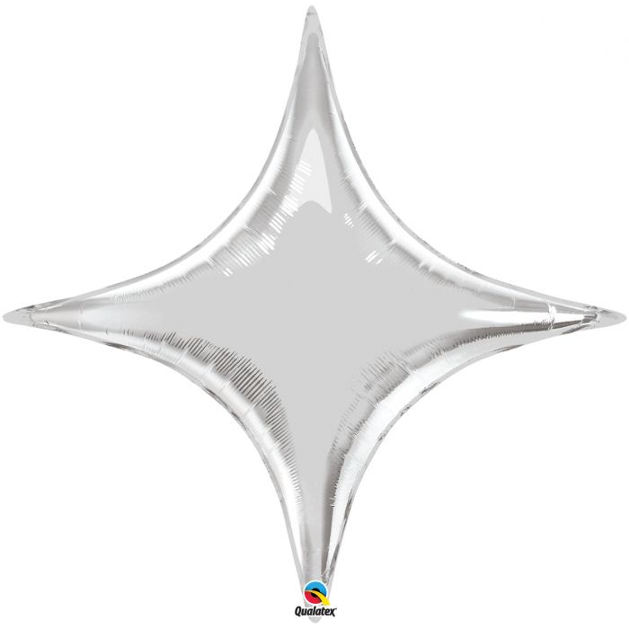 Silver Starpoint - Four Point Star Foil Balloon 14" in