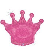 Pink Glittering Crown Foil Balloon - 36" in