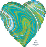 Blue Green Marble Heart 18" Foil Balloon
