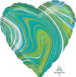 Blue Green Marble Heart 18" Foil Balloon