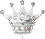 Medium Silver Crown Foil Balloon 30"