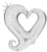 Holographic Silver Linky Chain Of Hearts 37" Foil