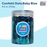 Metallic Baby Blue Confetti Jar Round. 8.8 onz.