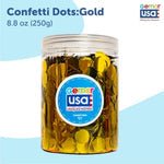 Gold Confetti Jar Round. 8.8 onz.