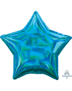 Cyan Blue Iridescent Star Shaped Foil Balloon 18" Package (2 Units per package)