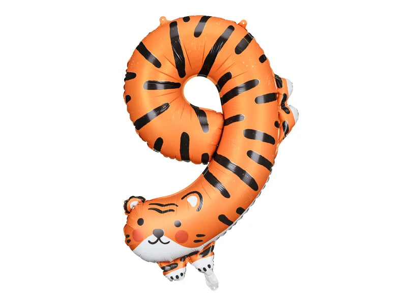 Animal Number "9" Foil Balloons PARTY DECO 35" TIGER