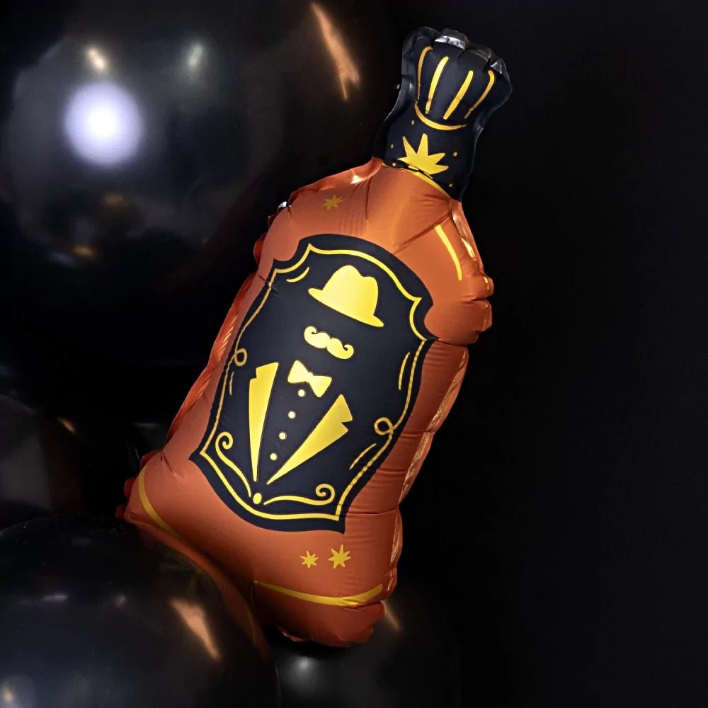 Whisky bottle balloon in black and gold balloon bouquet