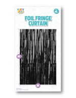 Black Matte Foil Fringe Door Curtain