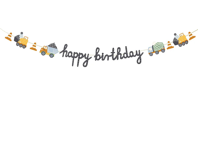 BANNER HAPPY BIRTHDAY CONSTRUCTION VEHICLES MIX (2M) PARTY DECO