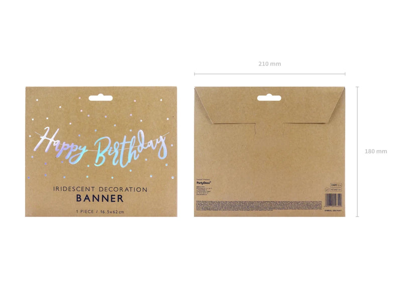 BANNER HAPPY BIRTHDAY IRIDESCENT (16.5X62CM) PARTY DECO