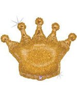 Gold Glittering Crown Foil Balloon - 36" in