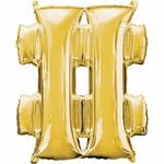 Symbol Balloons in Gold (#) 34"