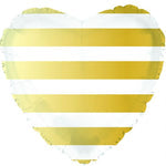 2 Heart Shaped Foil Balloon 18" in. Gold Stripes