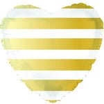 2 Heart Shaped Foil Balloon 18" in. Gold Stripes
