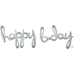 Happy Bday Script Foil Balloon - Silver