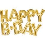 Gold Happy B-Day Script Foil Balloon - 30"in