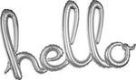 Hello Silver Script Foil Balloons - 39" in