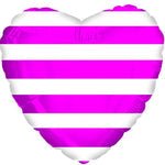2 Heart Shaped Foil Balloon 18" in. Hot Pink Stripes