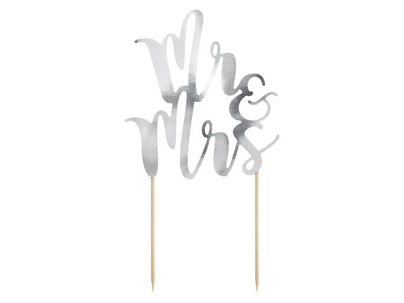 CAKE TOPPER MR&MRS SILVER (25.5CM)