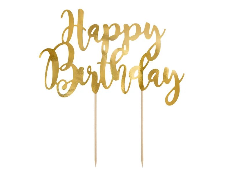 CAKE TOPPER HAPPY BIRTHDAY GOLD (22.5CM)