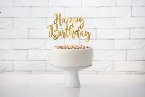 CAKE TOPPER HAPPY BIRTHDAY GOLD (22.5CM)