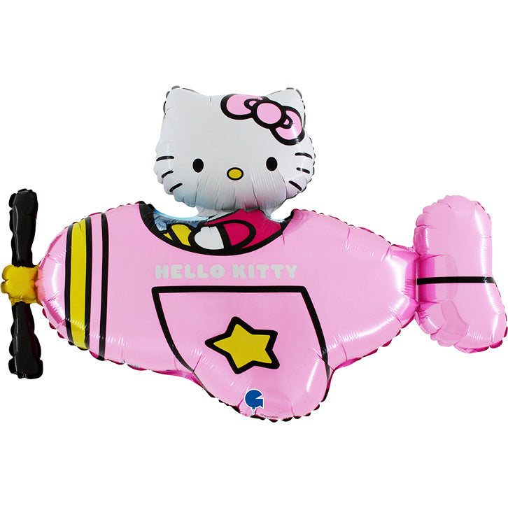 37" Hello Kitty Airplane Pink Foil Balloon