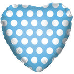 2 Heart Shaped Foil Balloon 18" in. Light Blue Polka Dots