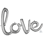 Silver - Love Script Foil Balloon - 31" in each