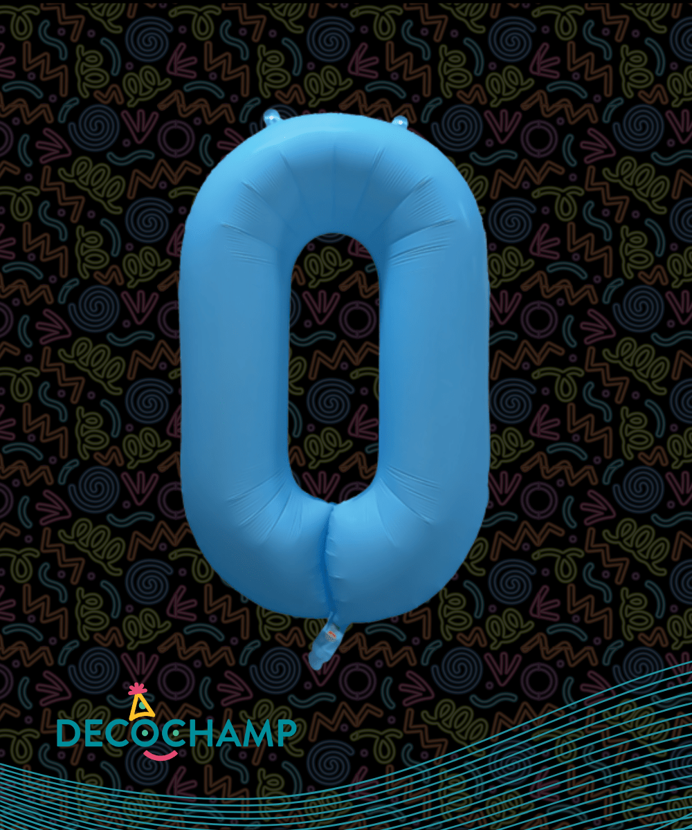 DecoNumber Neon Blue "0" - size 34" (Single Pack)