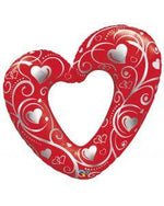 Heart & Filigree Foil Balloon - 42" in each. Red