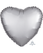 2 Platinum Satin Luxe Heart Anagram 18"