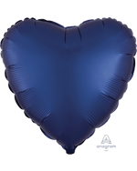 2 Navy Satin Luxe Heart Anagram 18"