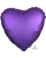 2 Purple Royale Satin Luxe Heart Anagram 18"