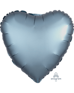 Satin Steel Blue Heart 18" Single Pack