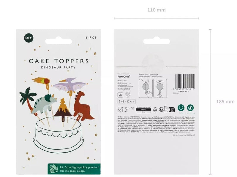 CUP CAKE TOPPER DINOSAUR MIX (4/7CM - 1PKT/6PC)