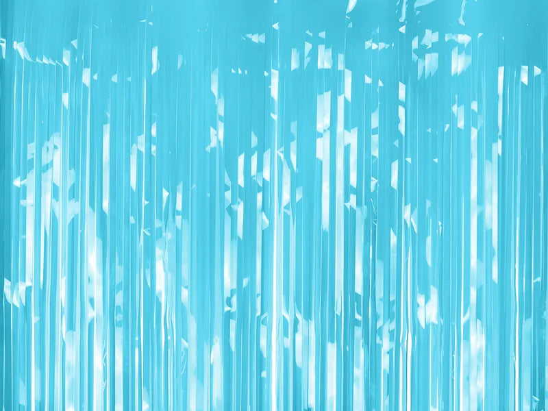 FOIL FRINGE PARTY CURTAIN LIGHT SKY BLUE (100X200CM)