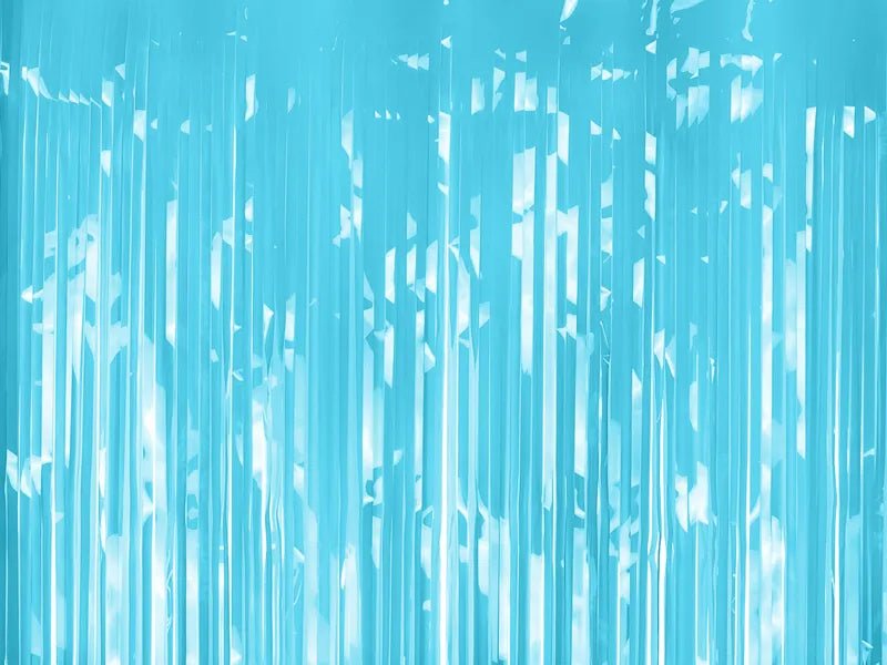 FOIL FRINGE PARTY CURTAIN LIGHT SKY BLUE (100X200CM)