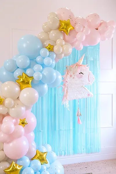 FOIL FRINGE PARTY CURTAIN LIGHT SKY BLUE (100X200CM)