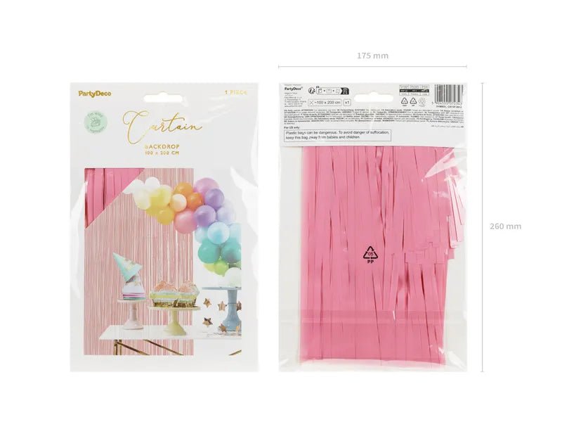 FOIL FRINGE PARTY CURTAIN LIGHT PINK (100X200CM)