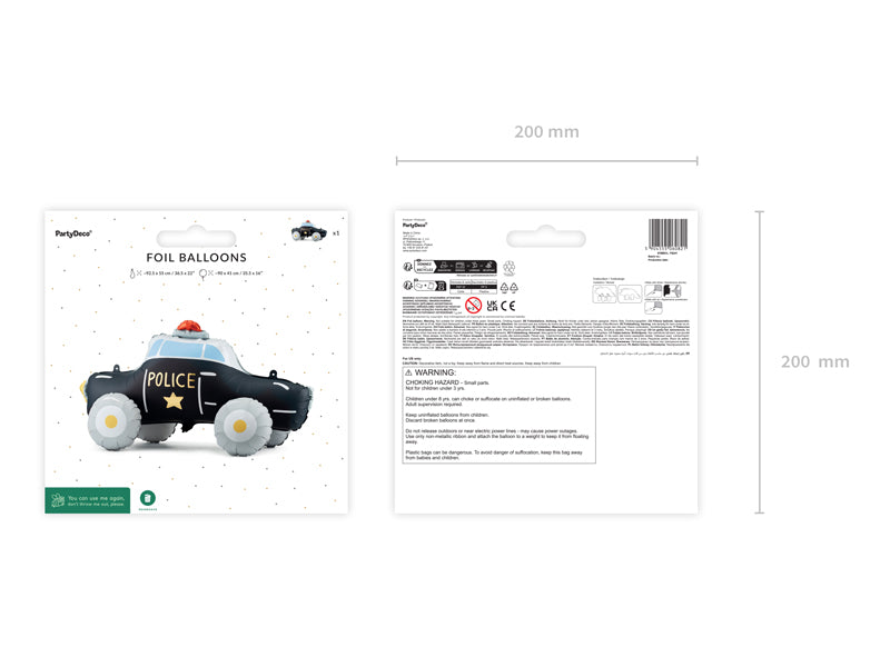 Standing police car foil balloon kids party decoration