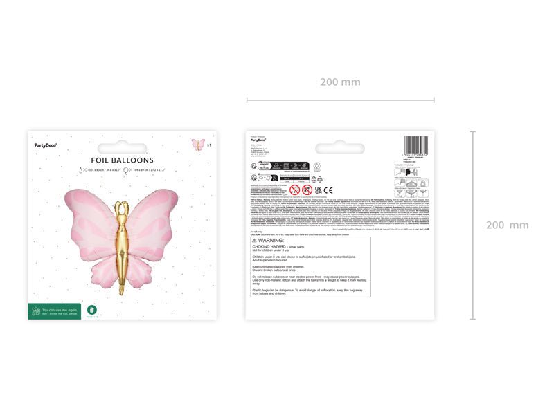 Pink butterfly foil balloon 30 inch โ fairy and baby shower party decor