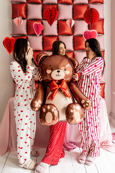 Standing teddy bear foil balloon 32 inch ā rose gold party decoration