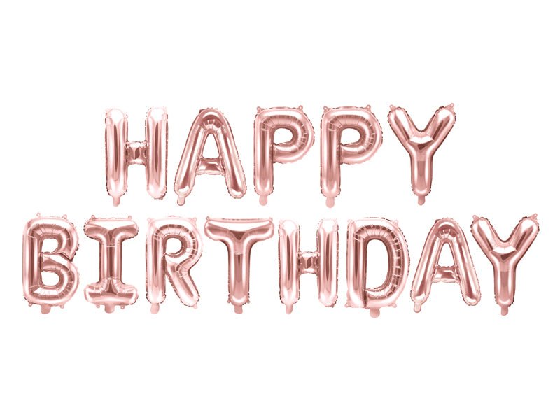 Foil Balloon Happy Birthday Mix Rose Gold