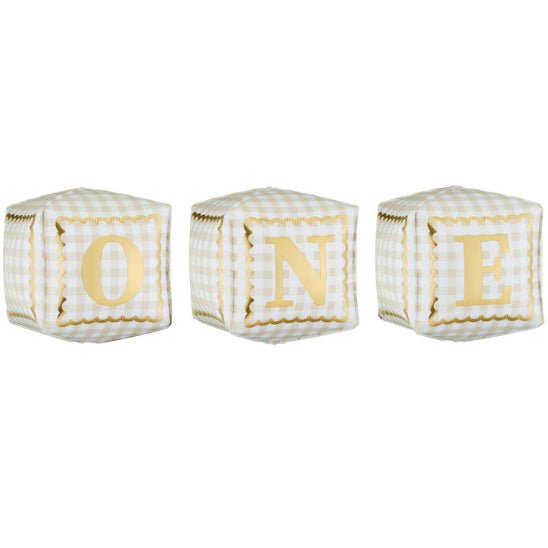Cubes "ONE" Foil Balloon Set 21 in. - PartyDeco USA