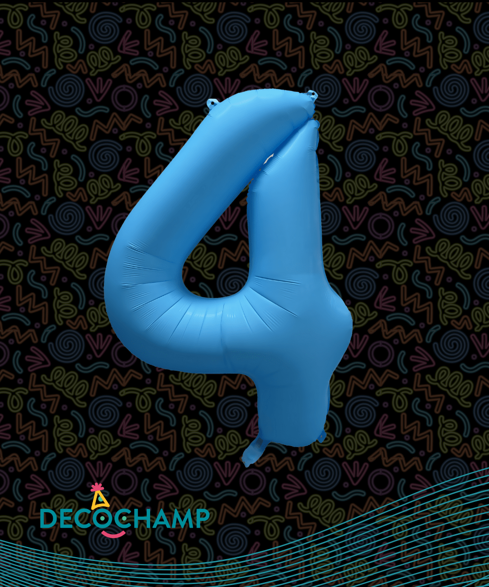 DecoNumber Neon Blue "4" - size 34" (Single Pack)