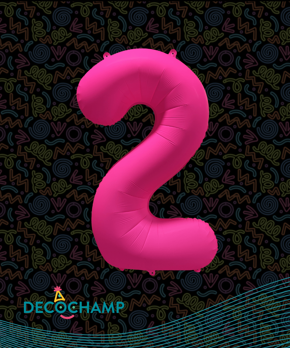 DecoNumber Neon Pink "2" - size 34" (Single Pack)