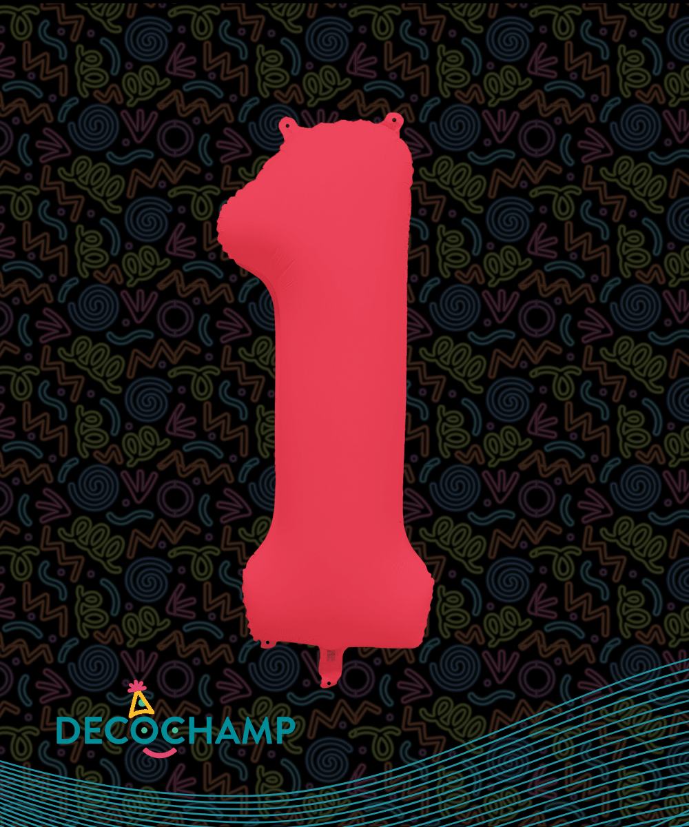 DecoNumber Neon Red "1" - size 34" (Single Pack)