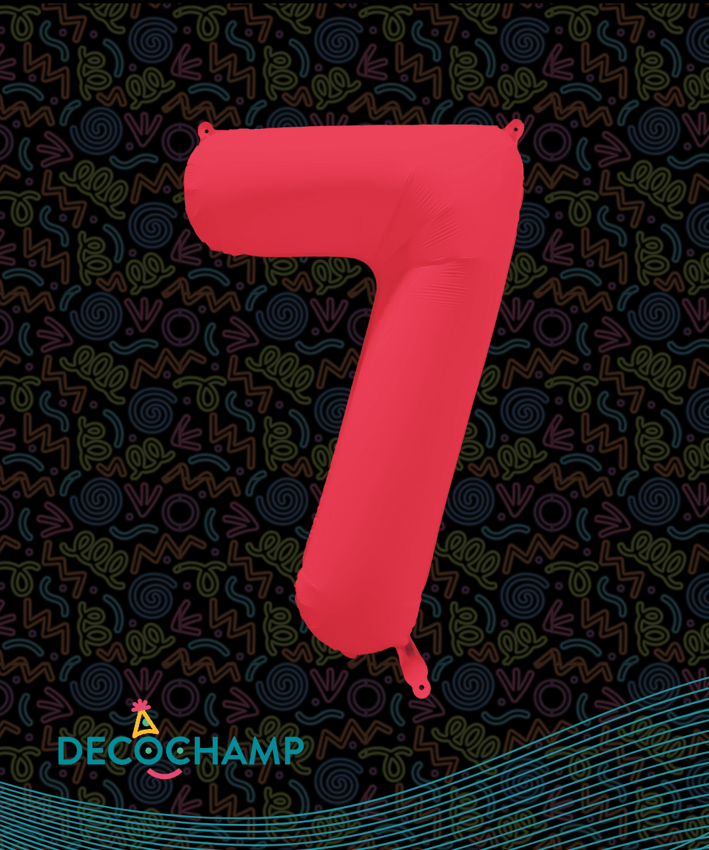 DecoNumber Neon Red "7" - size 34" (Single Pack)