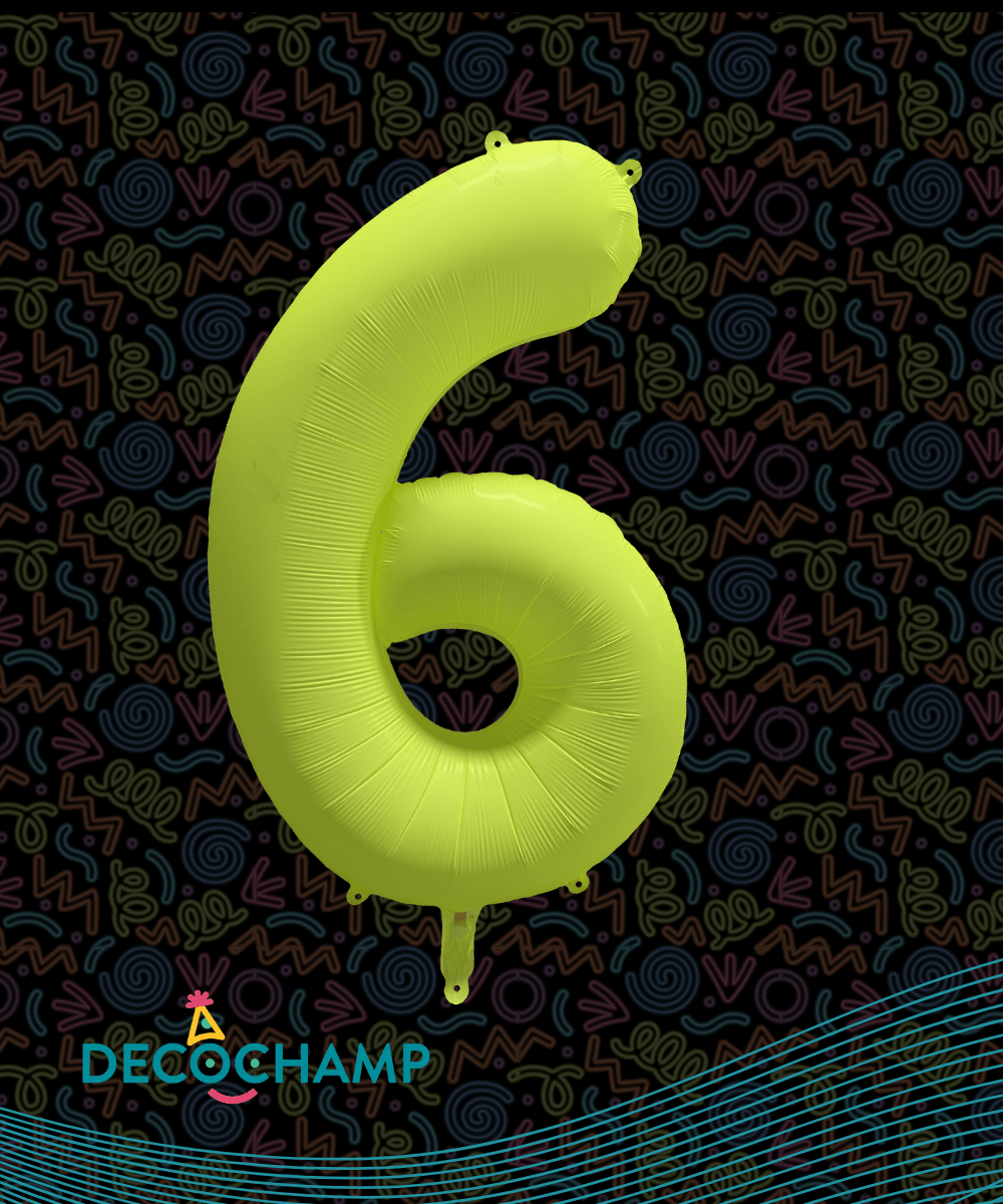 DecoNumber Neon Yellow "6" - size 34" (Single Pack)