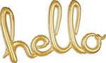 Hello Gold Script Foil Balloons - 39" in